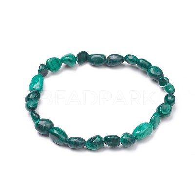 Natural Malachite Stretch Beaded Bracelets BJEW-K213-C05-1