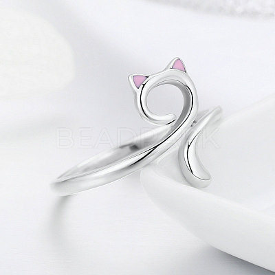 Adjustable 925 Sterling Silver Enamel Finger Cuff Rings RJEW-FF0007-19AS-1