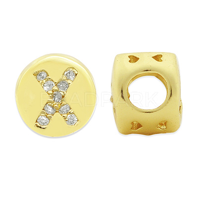 Brass Micro Pave Clear Cubic Zirconia Beads KK-T030-LA843-XX3-1