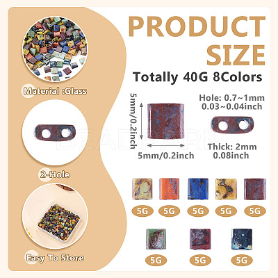 45G 9 Colors 2-Hole Baking Paint Glass Seed Beads SEED-TA0001-71-1