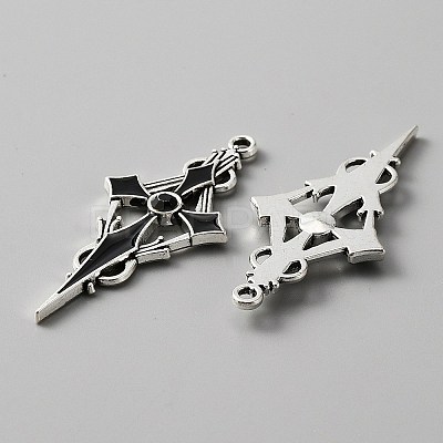 Jet Rhinestone Cross Pendant with Black Enamel ENAM-WH0001-06AS-01-1
