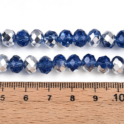 Electroplate Transparent Glass Beads Strands EGLA-A034-T8mm-M03-1