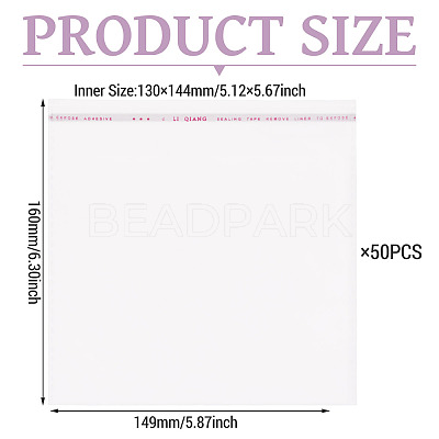 50Pcs Rectangle OPP Cellophane Bags OPC-TADJ0001-08A-1