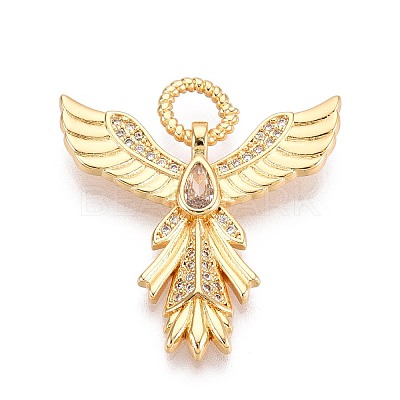 Brass Micro Pave Cubic Zirconia with Glass Pendants KK-U055-10G-01-1