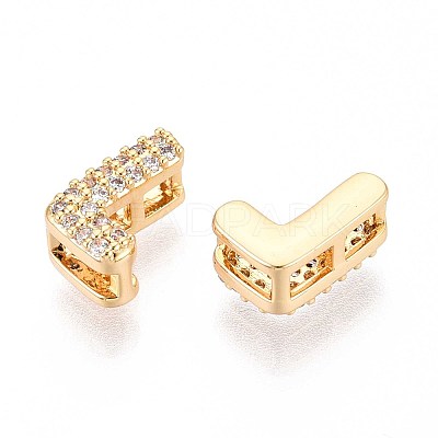 Brass Micro Pave Clear Cubic Zirconia Beads KK-T071-17G-L-1