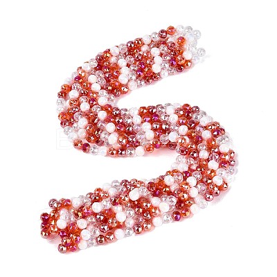 Electroplate Imitation Jade & Opaque & Transparent Glass Beads Strands EGLA-Q135-8MM-A12-1