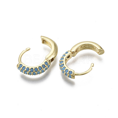Brass Micro Pave Cubic Zirconia Huggie Hoop Earrings EJEW-R144-004D-NF-1