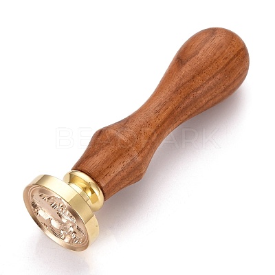 Brass Wax Sealing Stamp AJEW-F047-A05-1