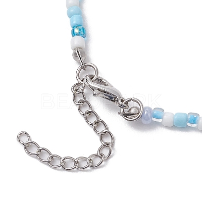 Summer Beach Sea Turtle Dyed Synthetic Turquoise & Glass Seed Beads Beaded Necklaces for Women NJEW-JN05081-02-1