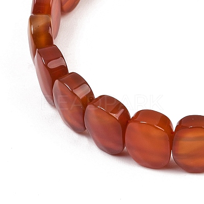 Natural Carnelian Oval Beaded Stretch Bracelet G-E010-01-33-1