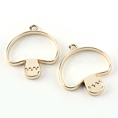 Rack Plating Alloy Open Back Bezel Pendants PALLOY-S047-35E-FF-1