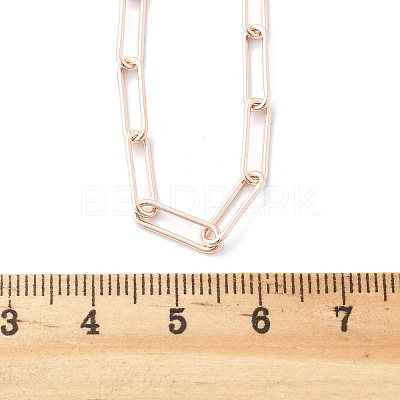 Brass Round Oval Paperclip Chain Necklace Making MAK-S072-04A-RG-1
