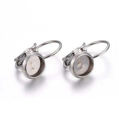 Tarnish Resistant 304 Stainless Steel Leverback Earring Settings STAS-F191-03P-6mm-1