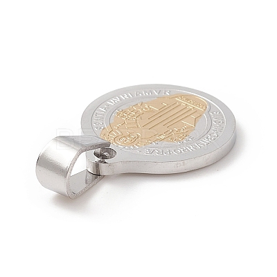 304 Stainless Steel Flat Round Pendants STAS-D034-01-1