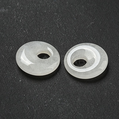 Natural White Jade Donut/Pi Disc Charms G-G142-02S-1
