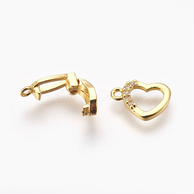 Brass Micro Pave Cubic Zirconia Fold Over Clasps KK-P164-09-1