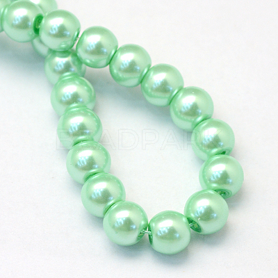 Baking Paint Pearlized Glass Pearl Round Bead Strands HY-Q330-8mm-63-1