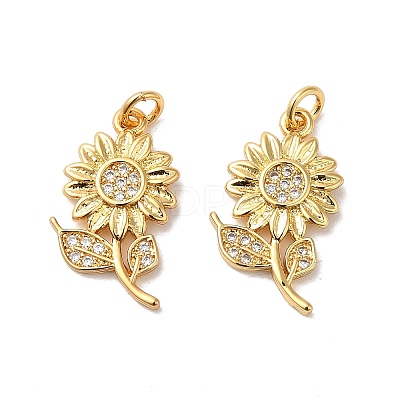 Rack Plating Brass Micro Pave Cubic Zirconia Pendants KK-K377-60G-1