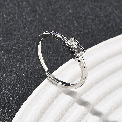 Rectangle Brass with Glass Cuff Rings for Women RJEW-Z111-05P-07-1