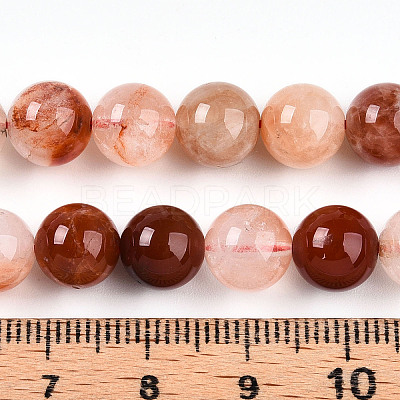 Natural Red Hematoid Quartz Beads Strands G-T140-8mm-01-1