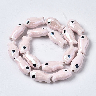 Handmade Porcelain Ceramic Beads Strands X1-PORC-T006-03Q-1