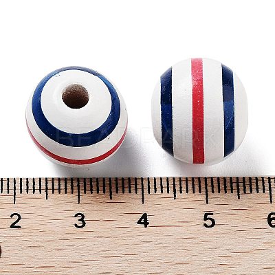Independence Day Theme Wood European Beads WOOD-M011-07D-1