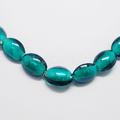 Handmade Silver Foil Glass Beads FOIL-R062-M-1