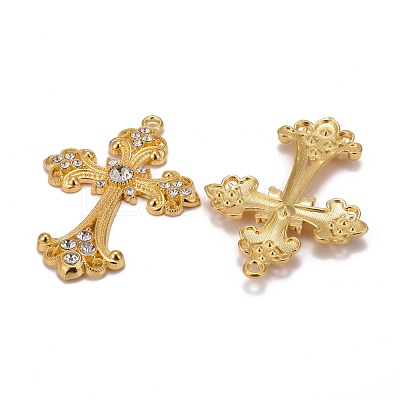 Alloy Rhinestone Cross Big Pendants ALRI-1475-G-RS-1