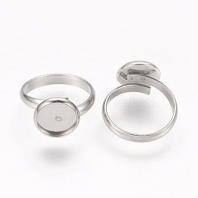 Tarnish Resistant Adjustable 304 Stainless Steel Finger Rings Components STAS-L193-P-10mm-1