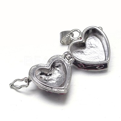 Enamel Heart Rack Plating Brass Prayer Box Pendants KK-L101-02B-1