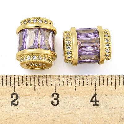 Rack Plating Brass Micro Pave Cubic Zirconia European Beads LS-KK-F089-31G-04-1