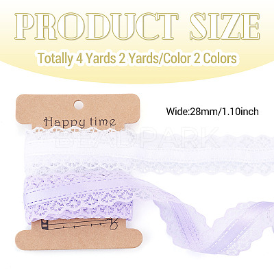 4 Yards 2 Colors Polyester Lace Trim OCOR-TADJ0001-02A-1