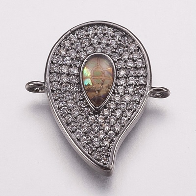 Brass Micro Pave Cubic Zirconia Links ZIRC-F078-13-1