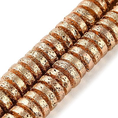 Electroplated Natural Lava Rock Beads Strands G-I360-A03-02-1