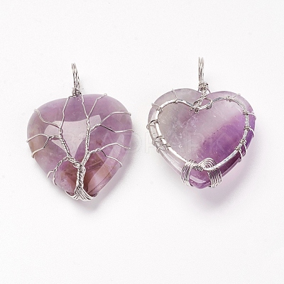Natural Amethyst Pendants G-G713-F08-1