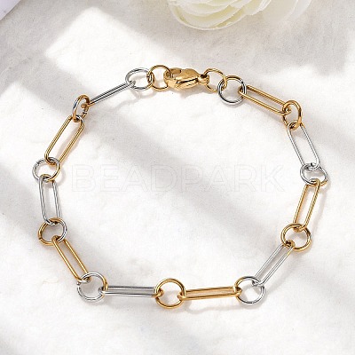 304 Stainless Steel Oval Link Chain Bracelets for Women LS-BJEW-D377-01B-1