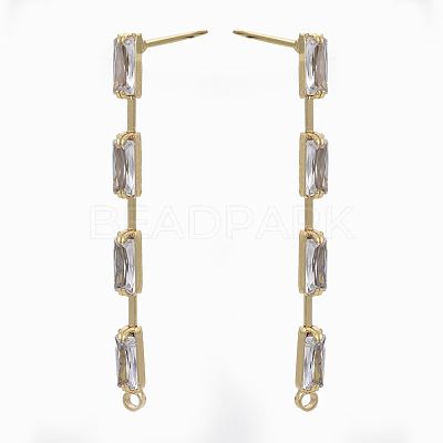 Brass Clear Cubic Zirconia Stud Earring Findings X-KK-N232-13-NF-1
