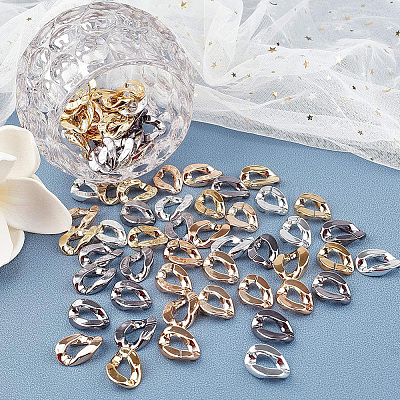120Pcs 4 Colors UV Plating ABS Plastic Linking Rings CCB-SP0001-14-1
