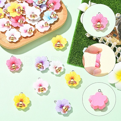 30Pcs 6 Colors Opaque Resin Pendants RESI-YW0006-11-1