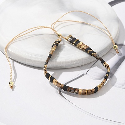 Vintage Ethnic Style Adjustable Glass Tila Beaded Handmade Slider Bracelets for Women ZN9527-12-1