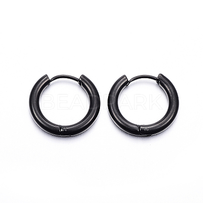 304 Stainless Steel Huggie Hoop Earrings LS-EJEW-F111-18mm-B-1