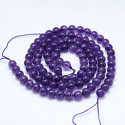 Natural Amethyst Round Bead Strands G-M212-8mm-02B-1
