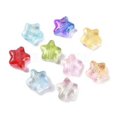 Transparent Spray Painted Frosted Glass Beads GLAA-NH0003-01-1