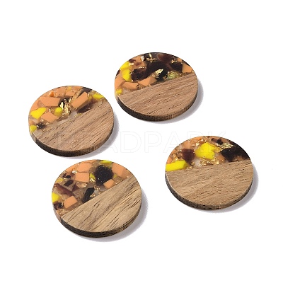 Transparent Resin & Walnut Wood Pendants RESI-N025-045A-1