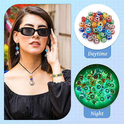 Glow In The Dark Handmade Luminous Style Lampwork Large Hole European Beads LPDL-BT0001-01-1