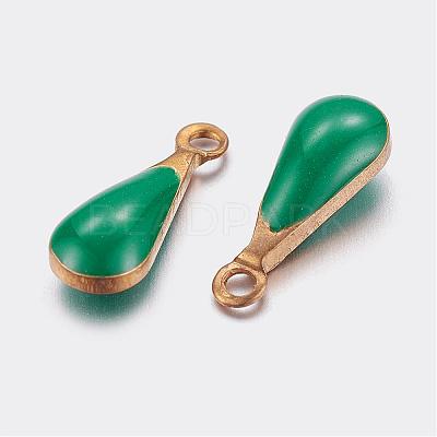 Antique Golden Plated Brass Enamel Teardrop Charms KK-Q571-01F-1