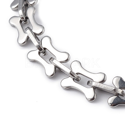 Non-Tarnish 304 Stainless Steel Dog Bone & Oval Link Chain Bracelet for Women BJEW-G669-22P-1