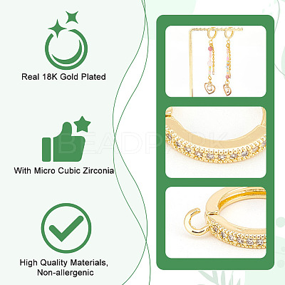 12Pcs Brass Micro Pave Clear Cubic Zirconia Hoop Earring Findings KK-UN0002-23-1