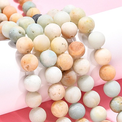 Natural Flower Amazonite Beads Strands G-G692-01F-10mm-1