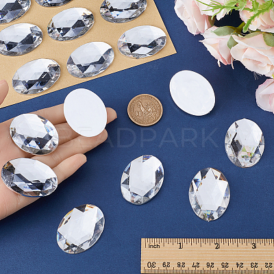 Acrylic Rhinestone Flat Back Cabochons DIY-GF0009-17C-1